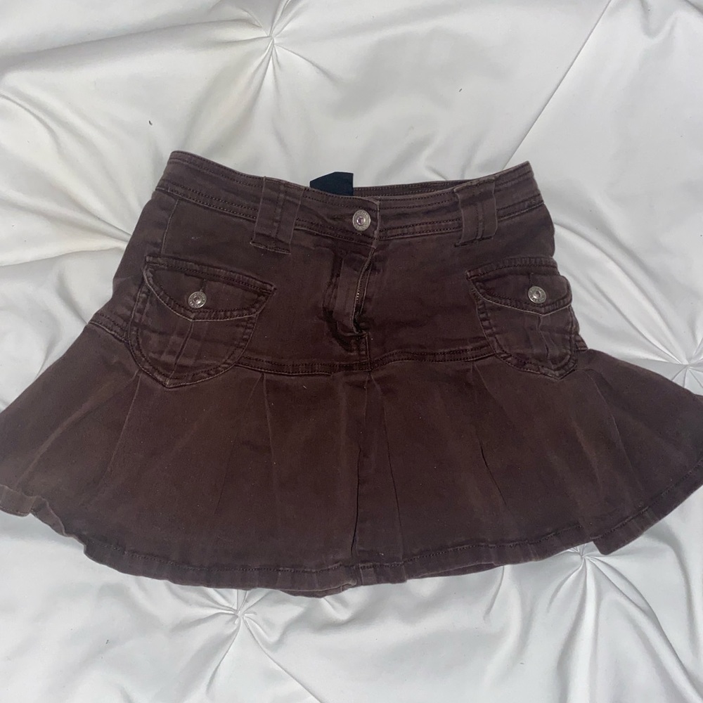 Brown cargo mini skirt